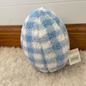 Bullseye's Playground Blue White Checkered Egg Pillow NWT
